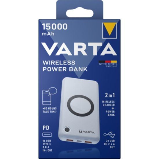 Varta Wireless Powerbank 15000 mAh & USB Cable