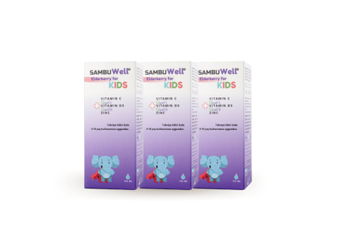 SambuWell Elderberry for Kids 125 mL, Çocukların bağışıklık sistemine destek!(3 Kutu)