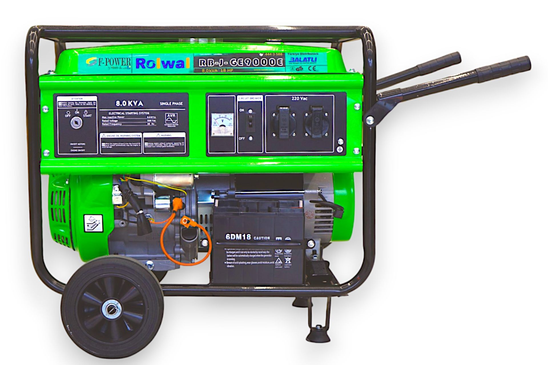 Rolwal 9 Kva Marşlı Ipli Monofaze Benzinli Jeneratör - 4 Zamanlı Motor