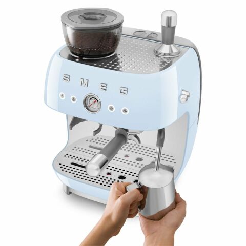 Pastel Blue Espresso Coffee Machine with Grinder