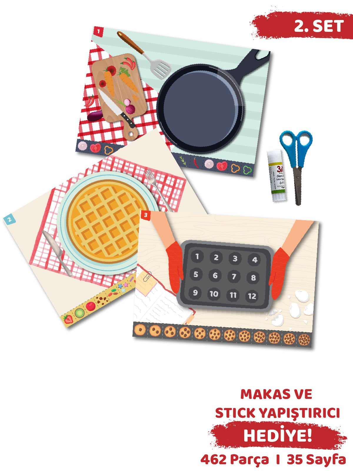 Okul Öncesi Kes-Yapıştır Makaslı Aktivite Etkinlik Eğitici Set 2 SET 2