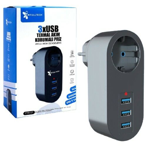 Hiremco Fulltech Ftr-07 Akım Korumalı Usb Li Priz