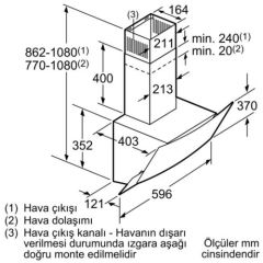 Profilo DVE6G560 Siyah Cam Ankastre Davlumbaz