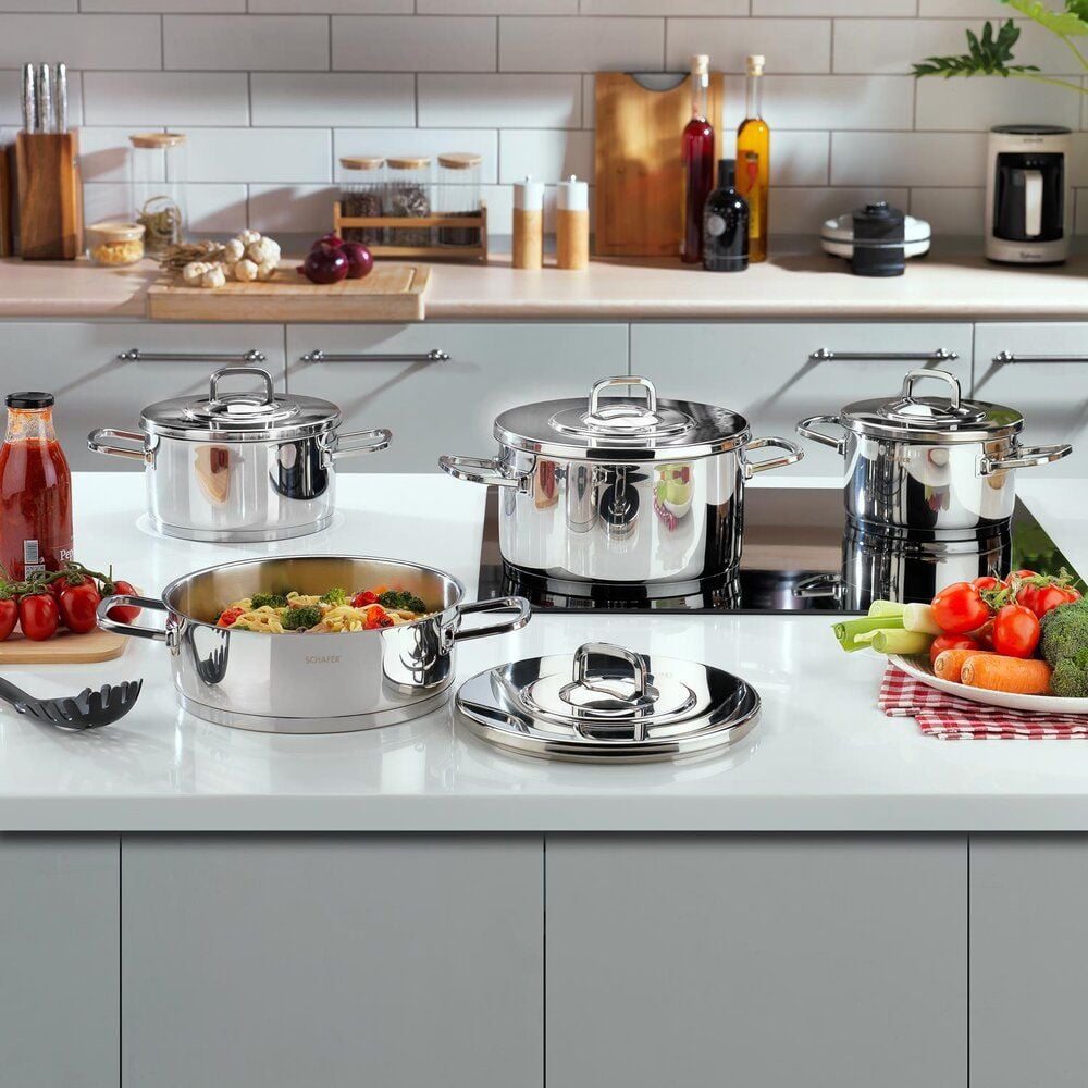Schafer New Prime Çelik Tencere Seti 8 Parça-Inox 1S5713-13002-INX02