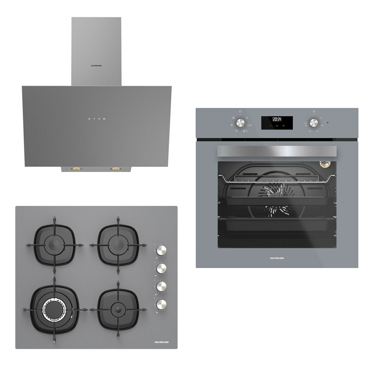 Silverline Ankastre Set BO6502S02 S2-3481 Gri-CS5629S01 Gri