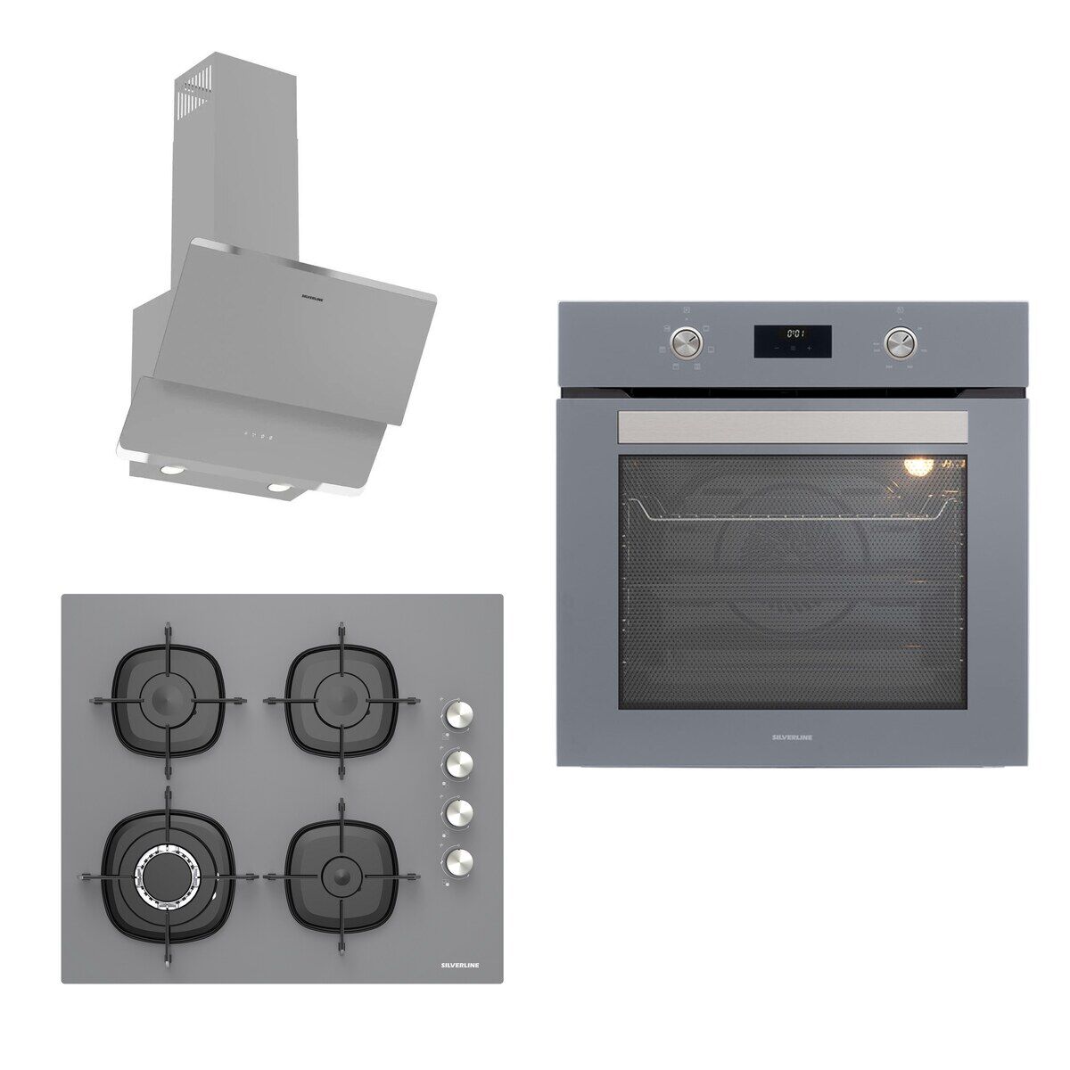 Silverline Ankastre Set BO6502S02 S2-3490 Oslo-CS5629S01 Gri