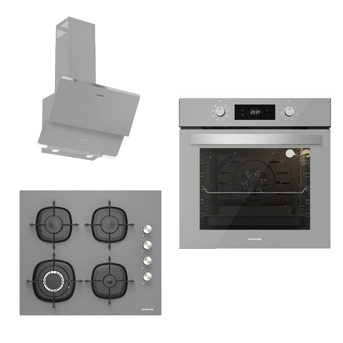 Silverline Ankastre Set BO6504S01 8-3490 Oslo-CS5629S01 Gri