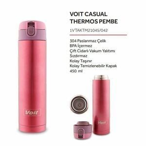 1VTAKTM21045/042 CASUAL THERMOS 450ML / PEMBE