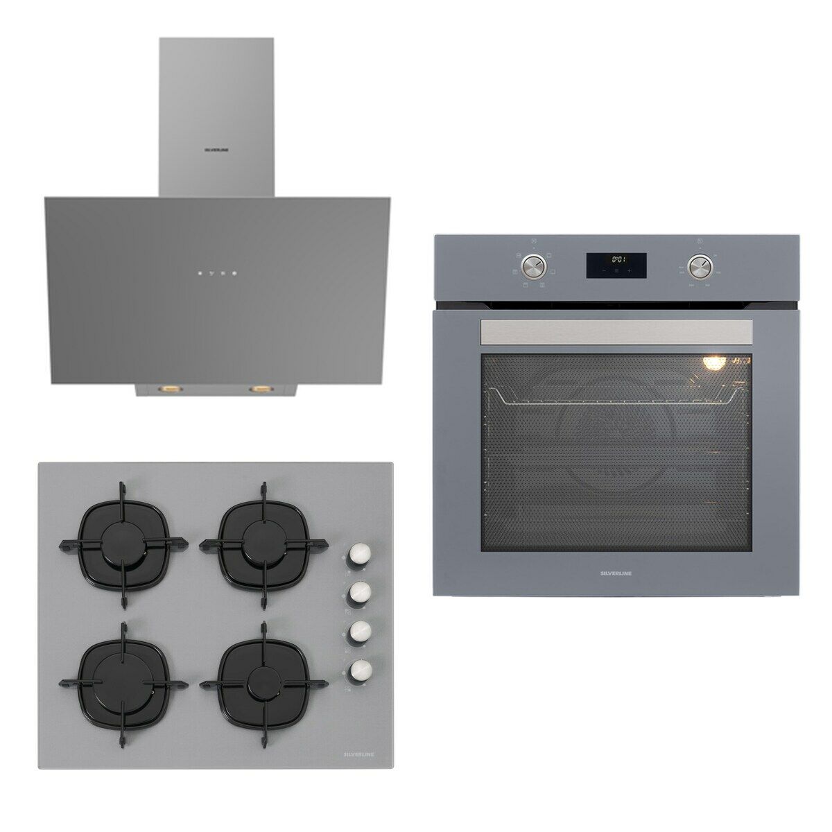 Silverline Ankastre Set BO6502S02 S2-3481 Gri-CS5700E6S01 Gri