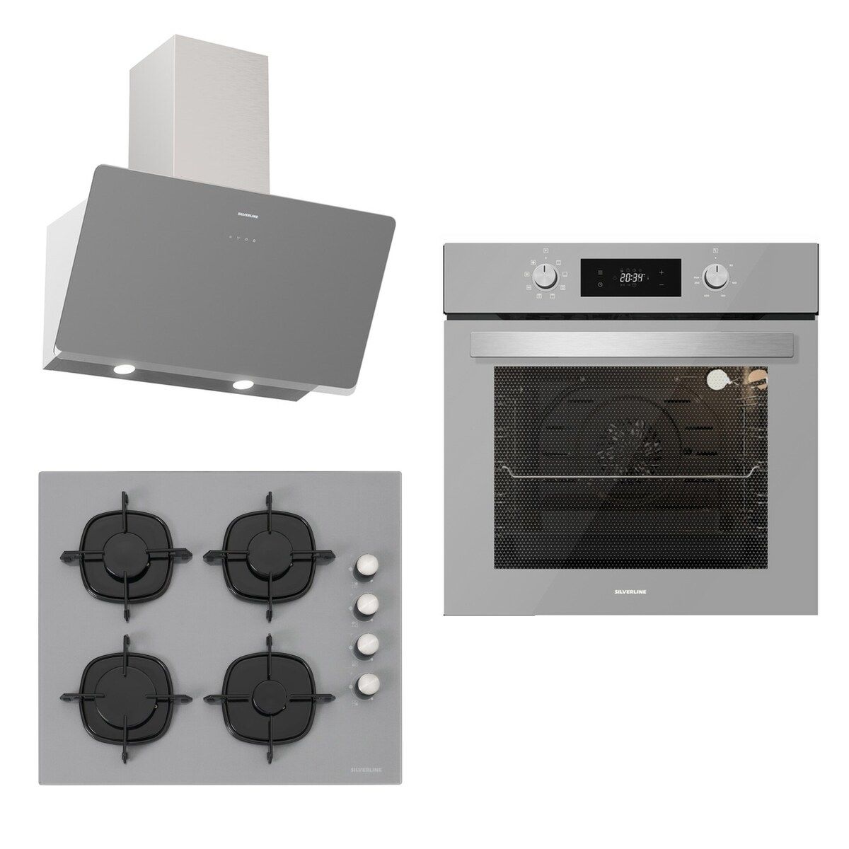 Silverline Ankastre Set BO6504S01 8-3457 SOHO-CS5700E6S01 Gri