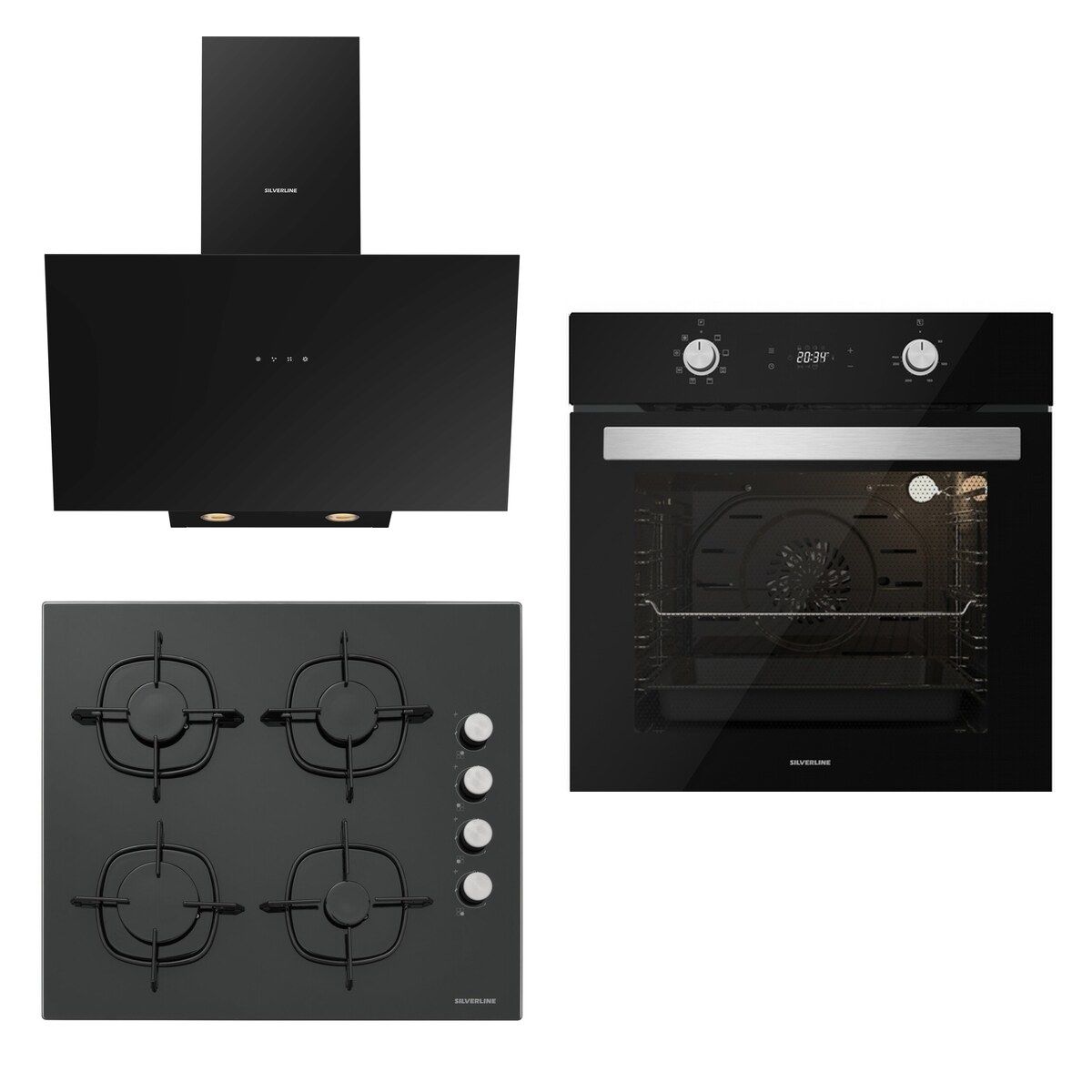 Silverline Ankastre Set BO6504B01 8-3481 Siyah-CS5700E6B01 Siyah