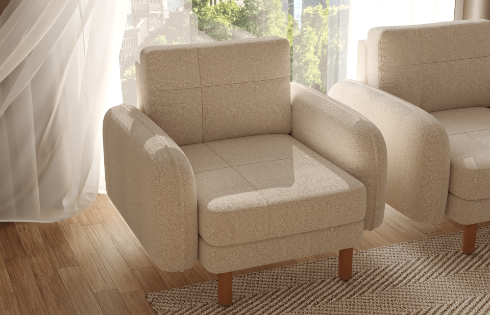 3x3x1x1 Takım - Dikişli - Makro Kadife - Işık Beyazı - Fulya Kadife - Adaçayı Yeşili Post Modern Kol