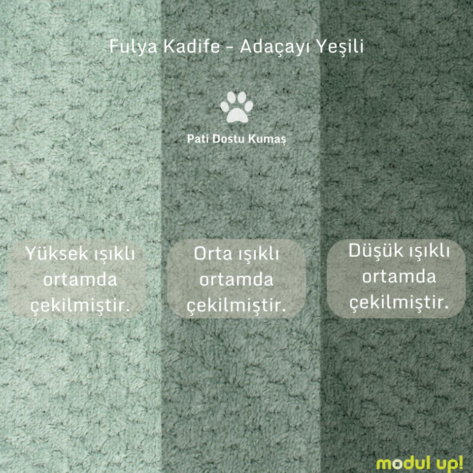 3x3x1x1 Takım - Dikişli - Makro Kadife - Işık Beyazı - Fulya Kadife - Adaçayı Yeşili Post Modern Kol