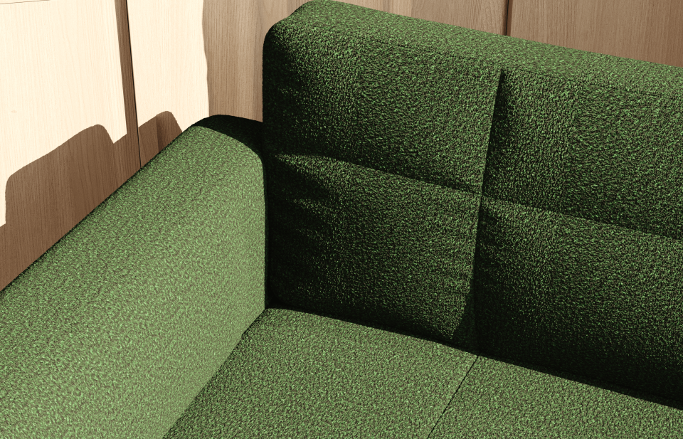 Loveseat - Dikişli - Makro Kadife - Amazon Yeşili - İskandinav Kol