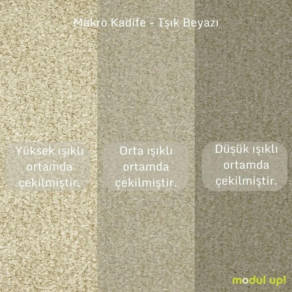 Loveseat - Fitilli - Makro Kadife - Işık Beyazı - İskandinav Kol