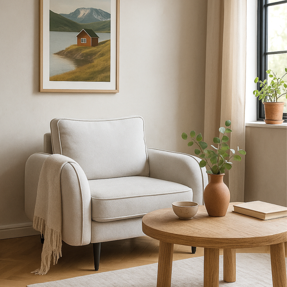 Tekli - Fitilli - Makro Kadife - Işık Beyazı - Post Modern Kol