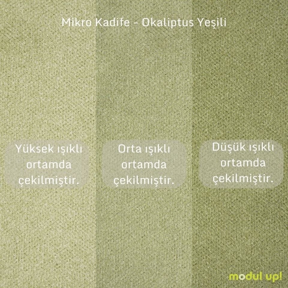 Üçlü - Fitilli - Mikro Kadife - Okaliptüs Yeşili - İtalyan Kol