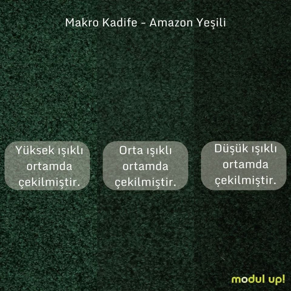 Mini Köşe - Dikişli - Makro Kadife - Amazon Yeşili - İskandinav Kol