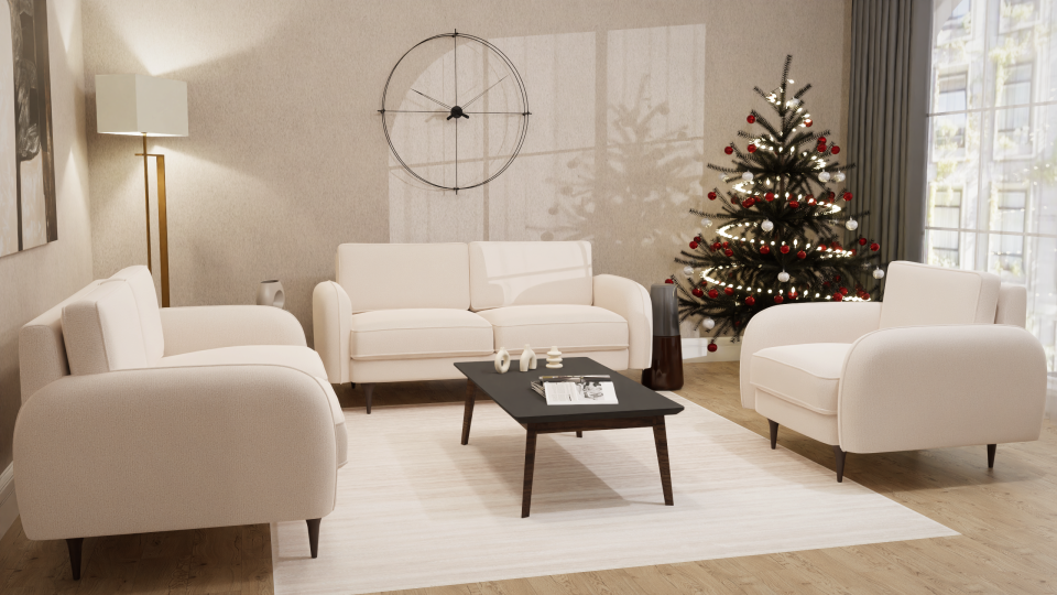 3x3x1 Takım - Fitilli - Makro Kadife - Işık Beyazı - Post Modern Kol