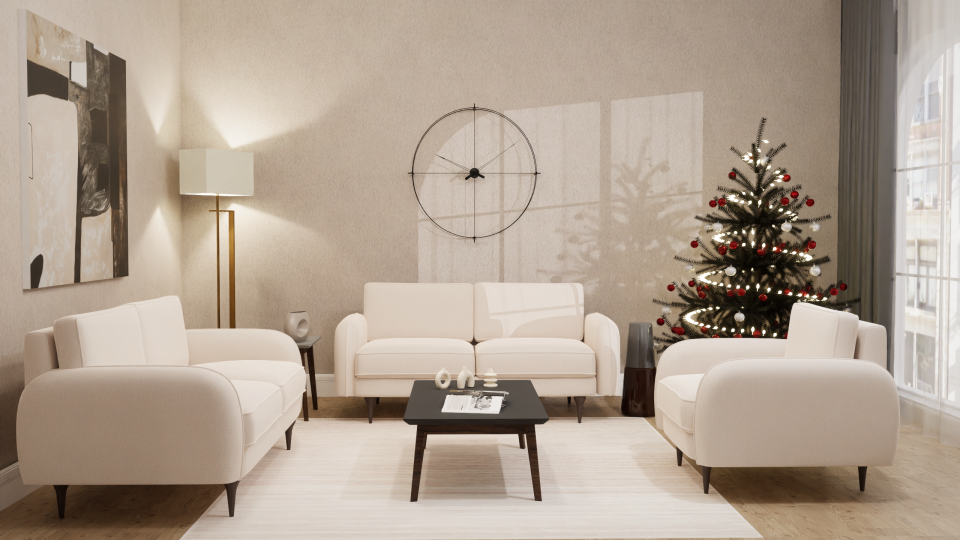 3x3x1 Takım - Fitilli - Makro Kadife - Işık Beyazı - Post Modern Kol