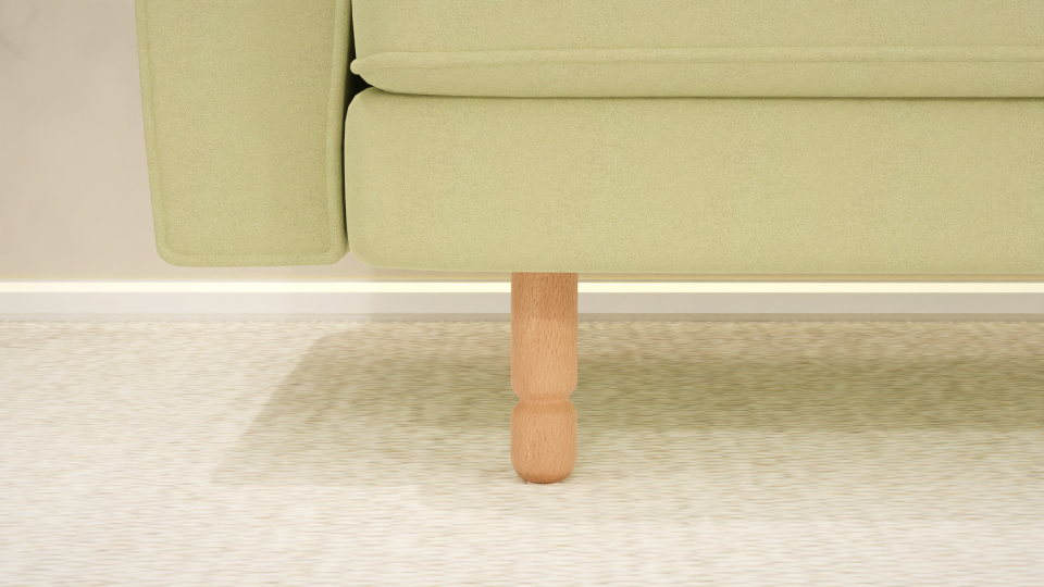 Loveseat - Fitilli - Mikro Kadife - Okaliptüs Yeşili - İskandinav Kol