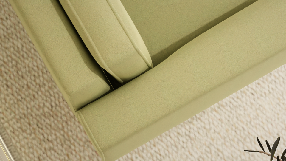 Loveseat - Fitilli - Mikro Kadife - Okaliptüs Yeşili - İskandinav Kol