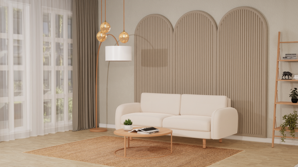 Üçlü  - Makro Kadife - Işık Beyazı- Post Modern Kol