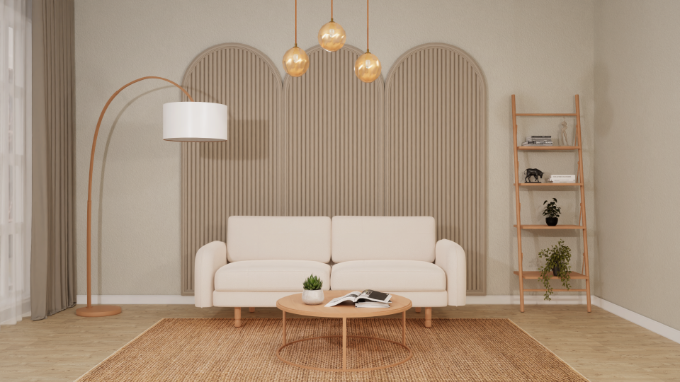 Üçlü  - Makro Kadife - Işık Beyazı- Post Modern Kol