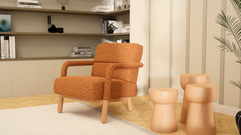 Hygge Berjer Bukle Sonbahar Turuncusu