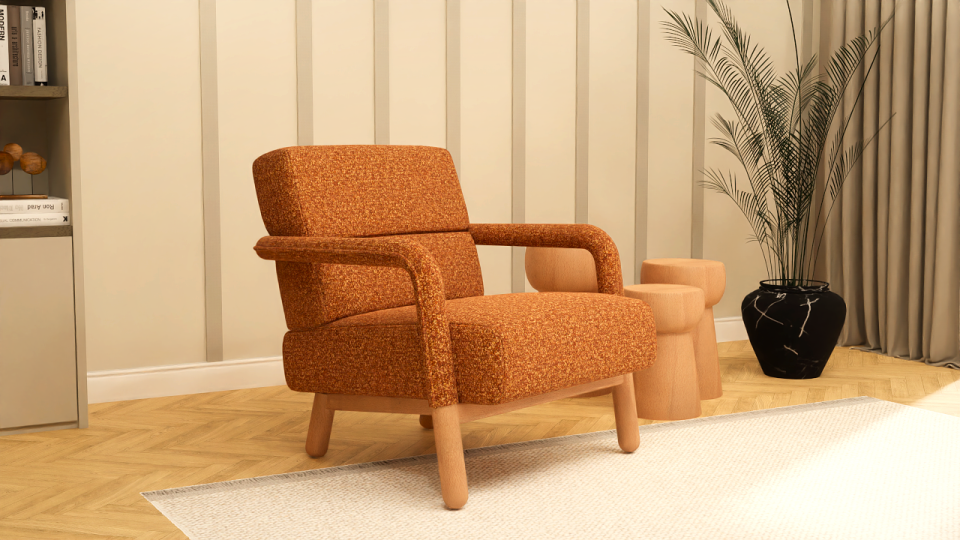 Hygge Berjer Bukle Sonbahar Turuncusu