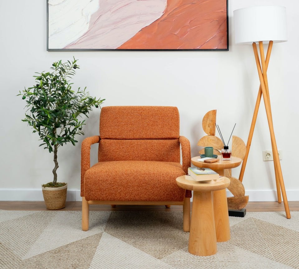 Hygge Berjer Bukle Sonbahar Turuncusu