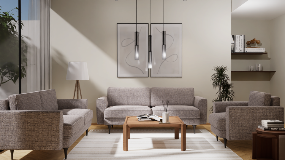 3x3x1 Takım - Fitilli - Keten - Frig - İskandinav Kol