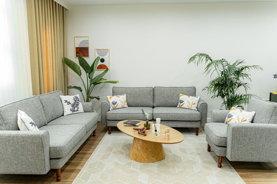 3x3x1 Takım - Fitilli - Keten - Frig - İskandinav Kol