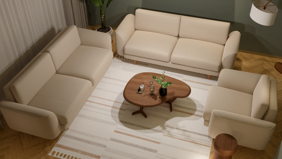 3x3x1 Takımı - Dikişli - Mikro Kadife - Aspendos Beji - İtalyan Kol