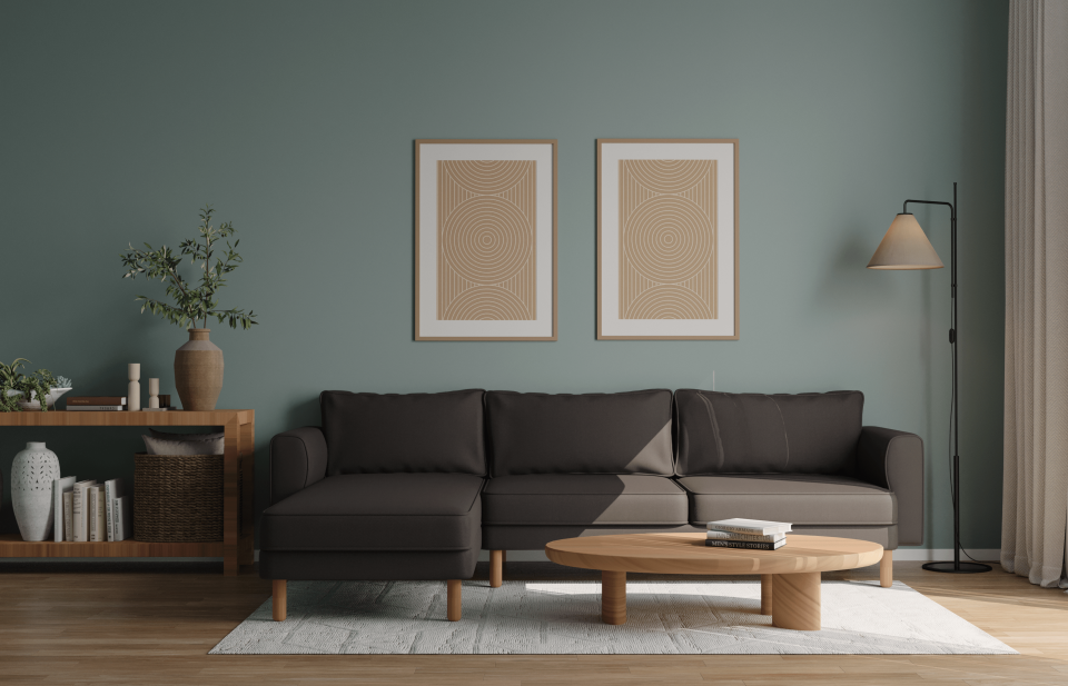 Midi Köşe - Fitilli - Mikro Kadife - Prestij Grisi - İskandinav Kol