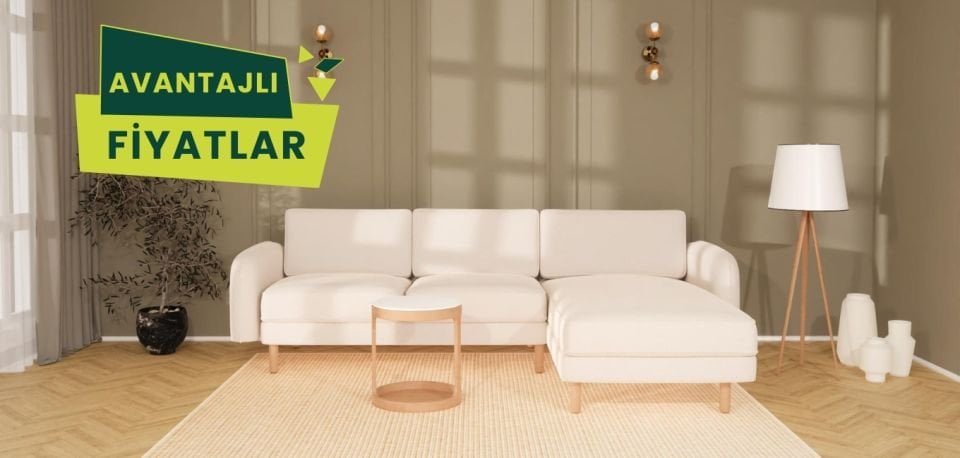 Midi Köşe - Fitilli - Makro Kadife - Işık Beyazı - Post Modern Kol