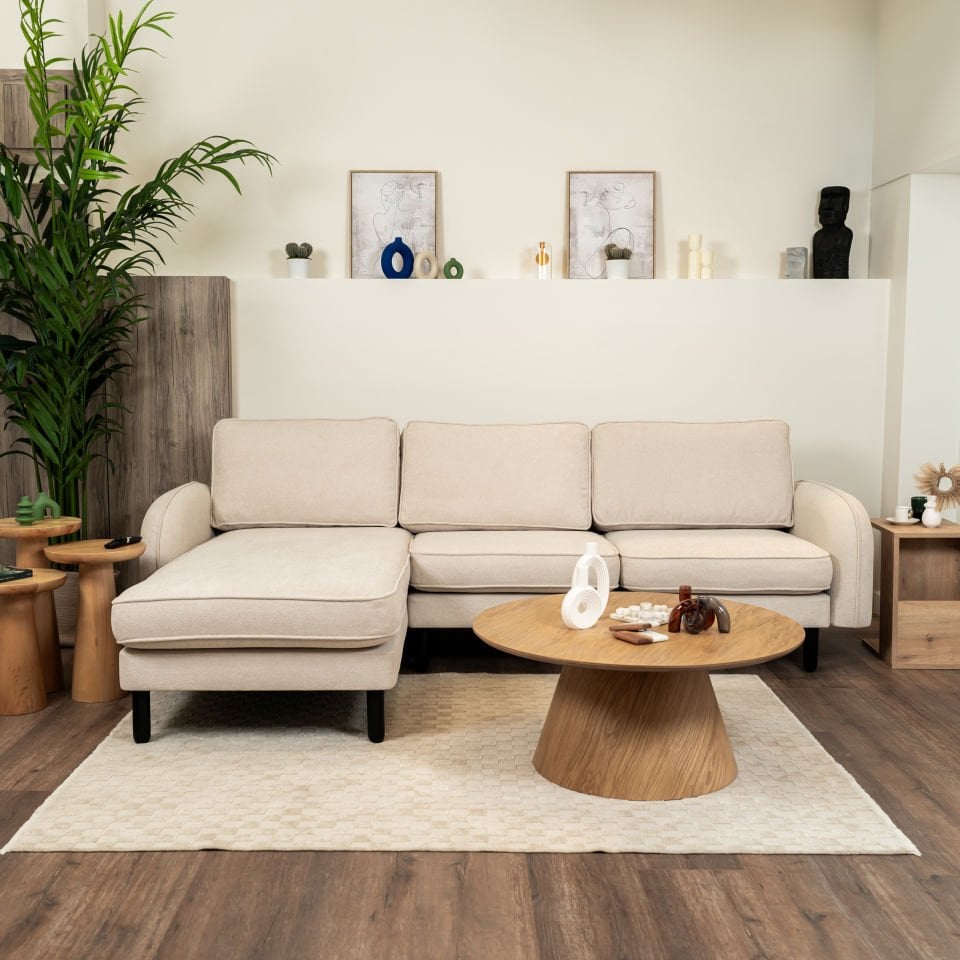 Midi Köşe - Fitilli - Makro Kadife - Işık Beyazı - Post Modern Kol