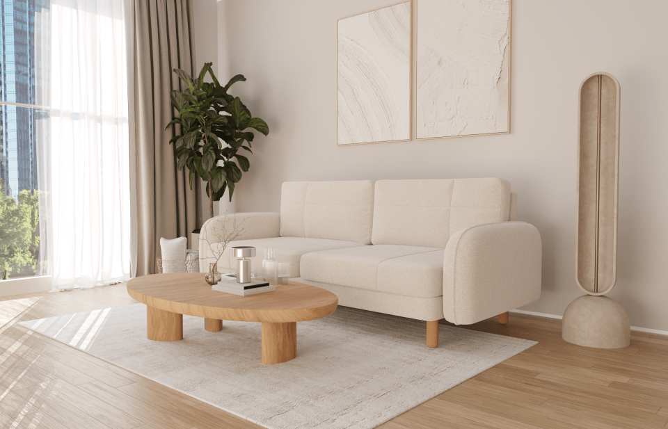 Üçlü - Dikişli - Makro Kadife - Işık Beyazı - İskandinav  Kol