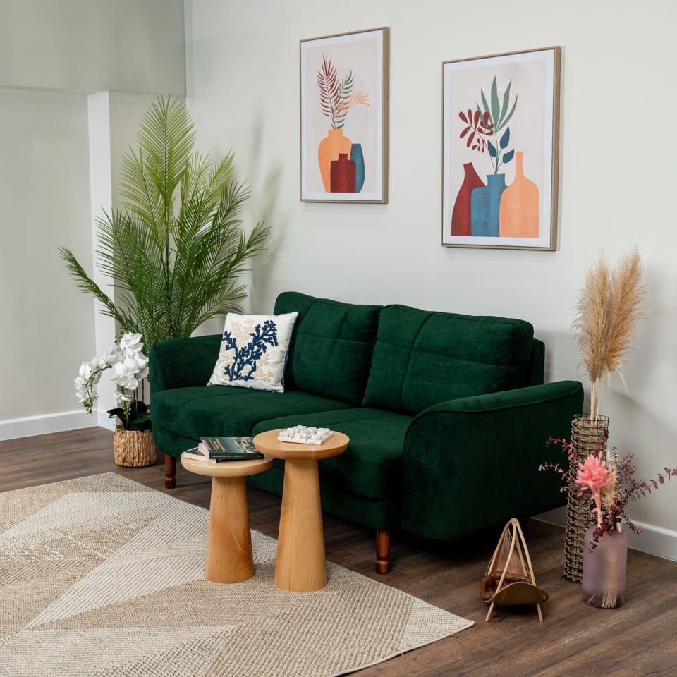 İkili - Dikişli - Makro Kadife - Amazon Yeşili - İtalyan Kol