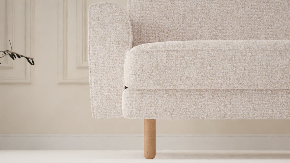 Loveseat - Fitilli - Bukle - Arjantin Beyazı - İskandinav Kol