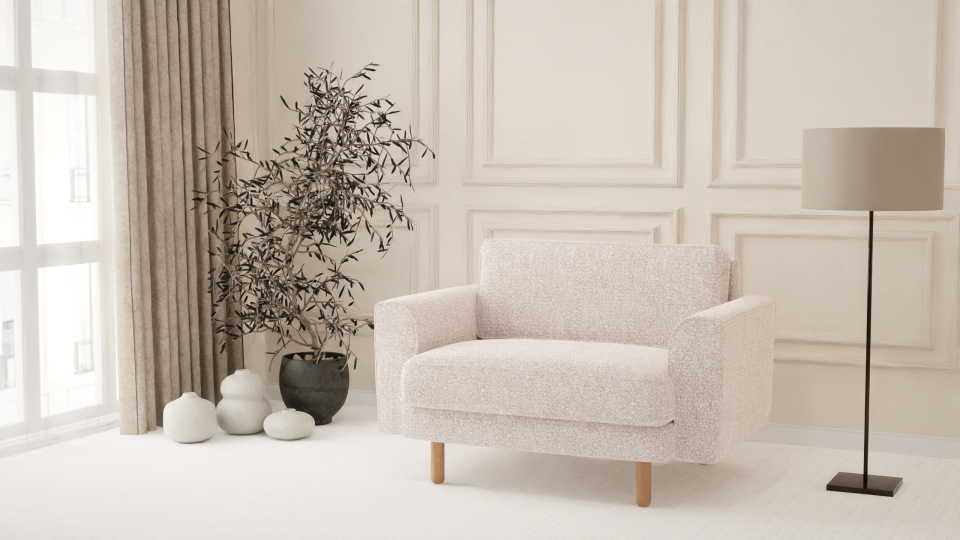 Loveseat - Fitilli - Bukle - Arjantin Beyazı - İskandinav Kol