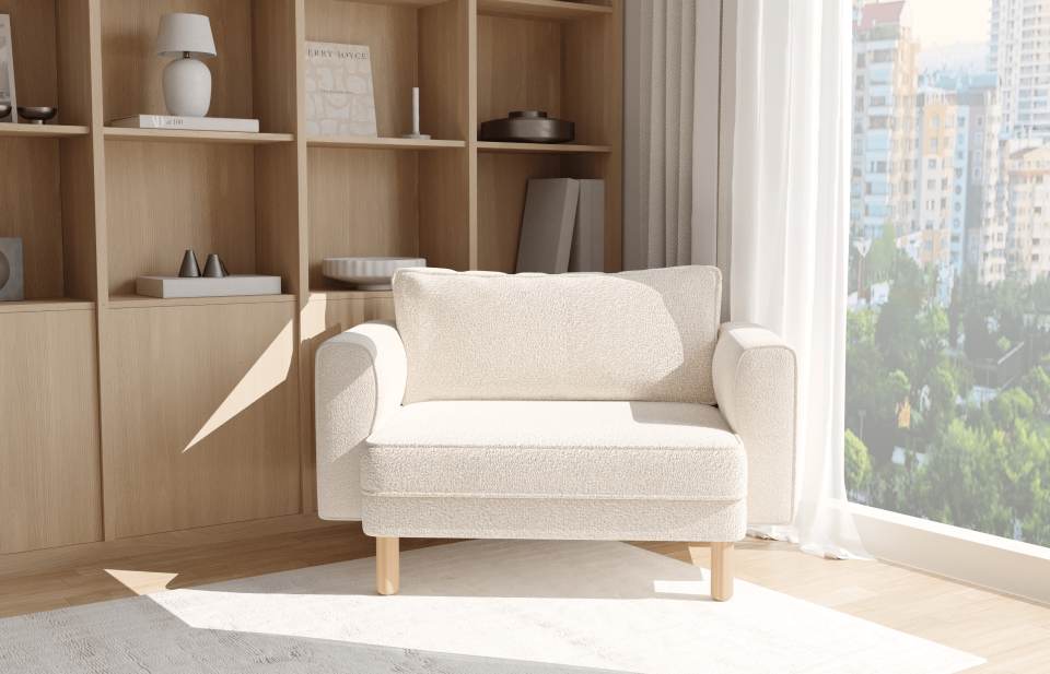 Loveseat - Fitilli - Bukle - Arjantin Beyazı - İskandinav Kol