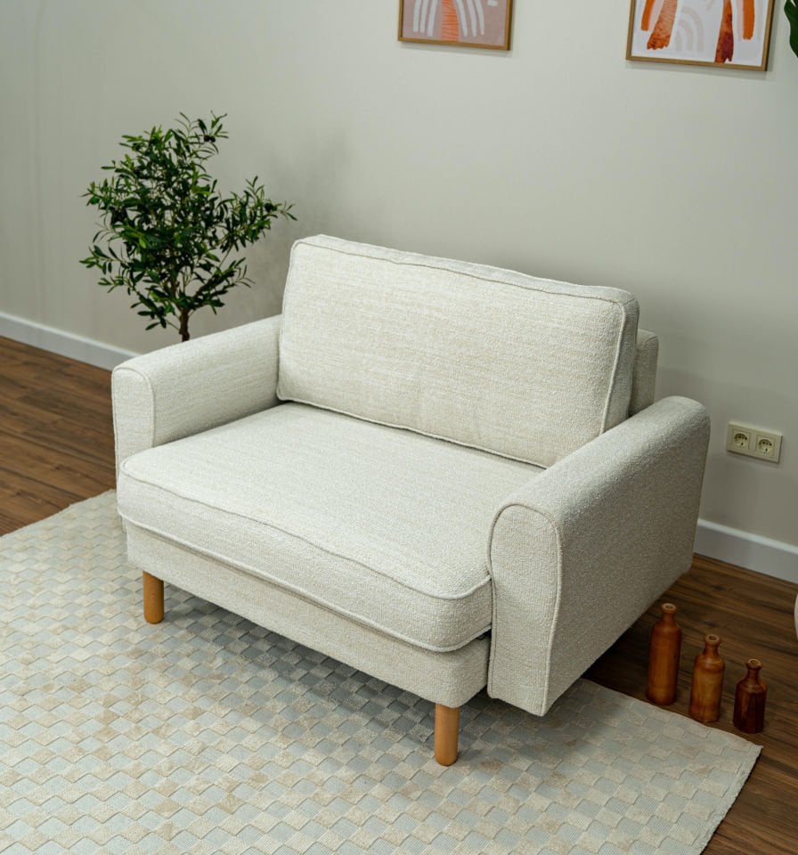 Loveseat - Fitilli - Bukle - Arjantin Beyazı - İskandinav Kol