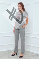 Bella Notte A Kalite Gri Cotton Pijama Takımı