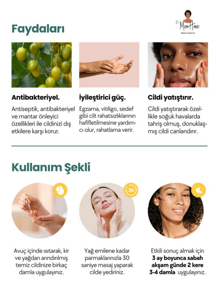 Organik Neem Yağı (Yatıştırıcı, İyileştirici Serum) %100 Saf, Soğuk Sıkım 30ml