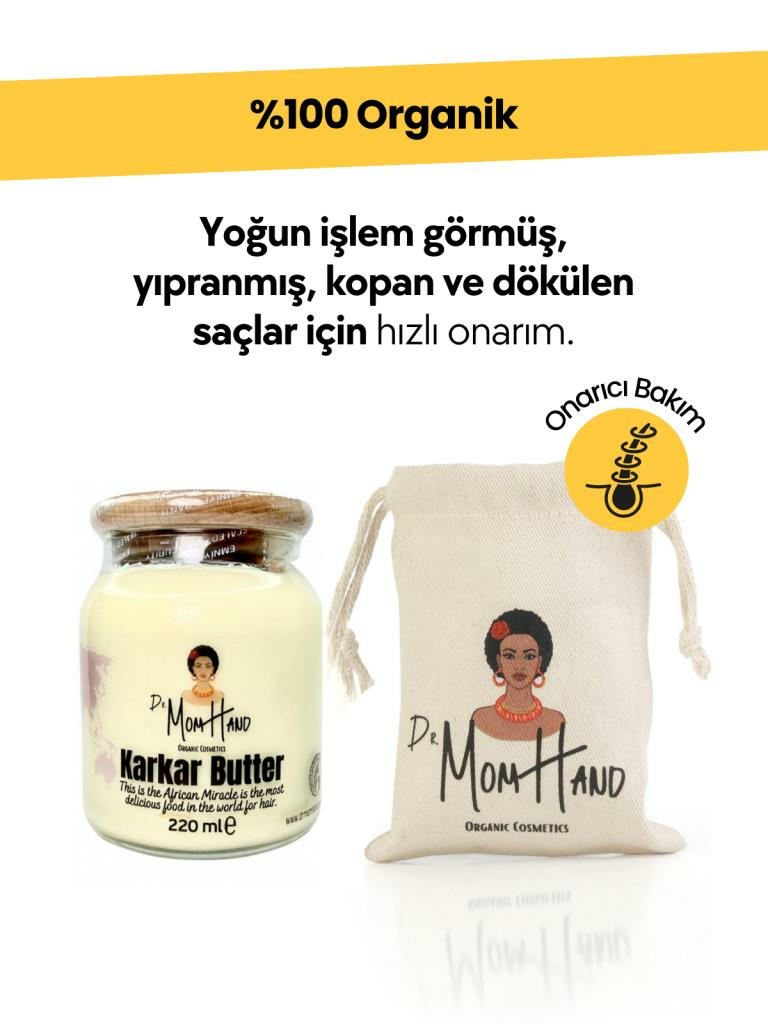 Aşırı Yıpranmış, Kuru Saçlar için Onarıcı Saç Bakım Maskesi - Karkar Butter %100 Doğal Organik Yağ 220gr