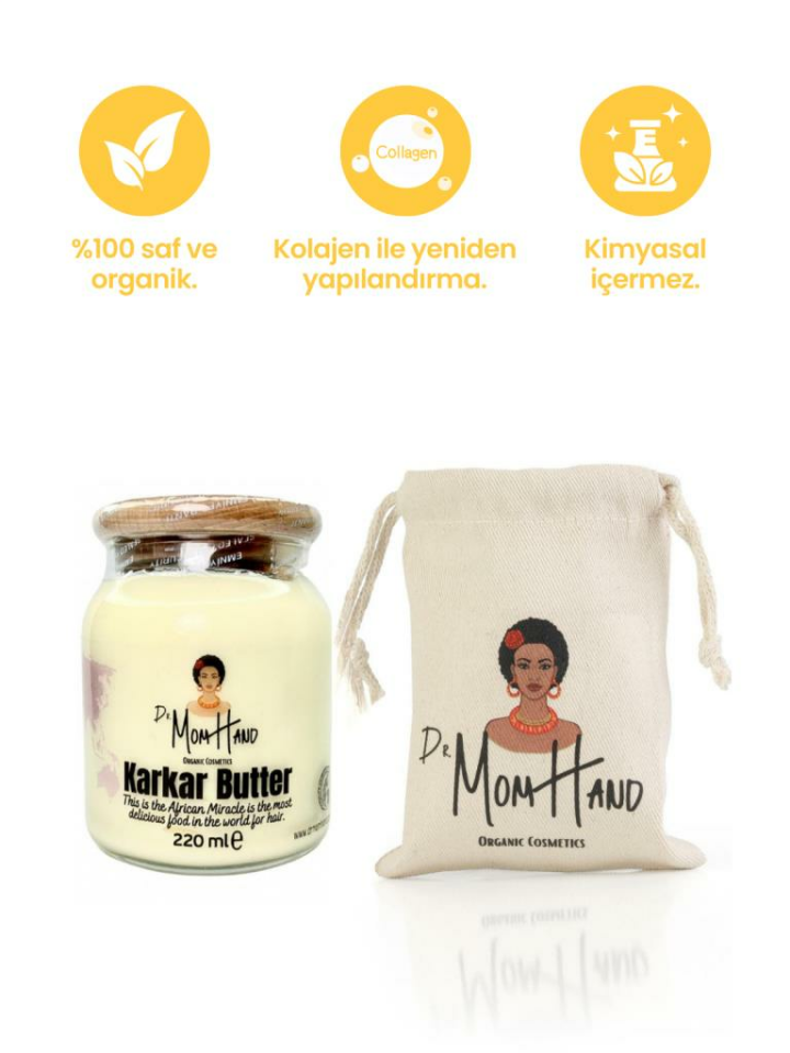 Aşırı Yıpranmış, Kuru Saçlar için Onarıcı Saç Bakım Maskesi - Karkar Butter %100 Doğal Organik Yağ 220gr