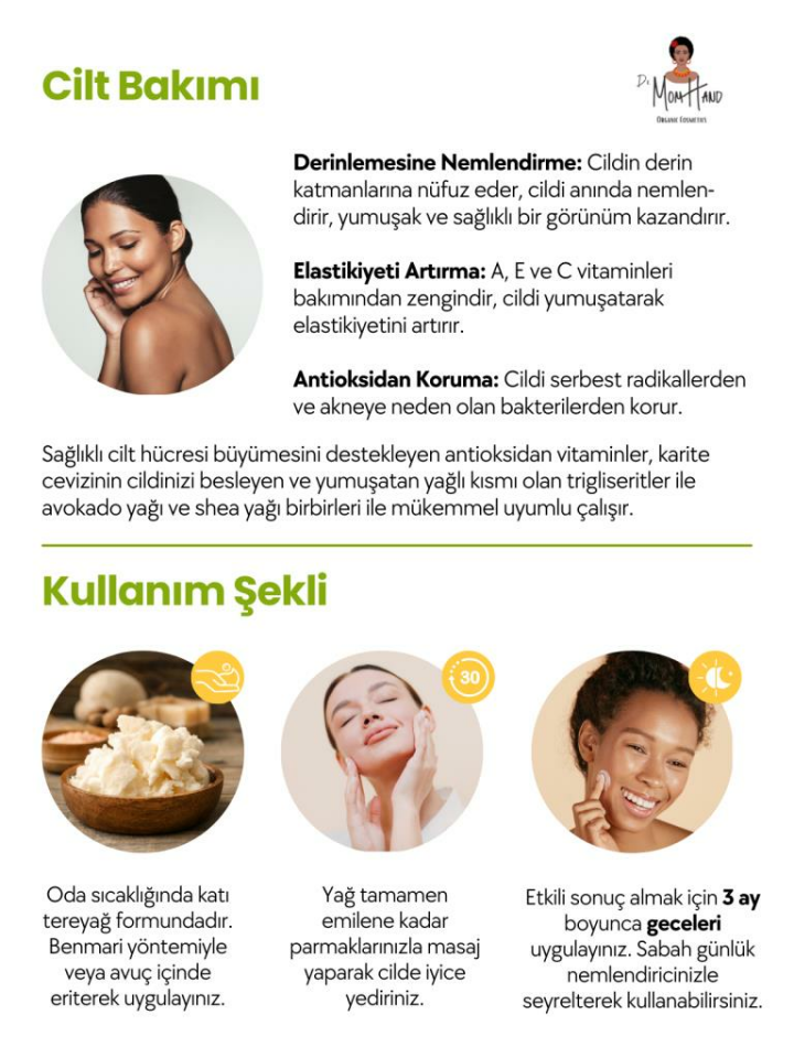 Organik Avokado & Shea Butter %100 Saf, Doğal, Organik, 250 gr.