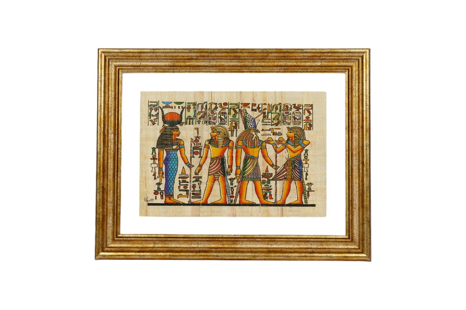 PAPİRÜS MISIR  DÖNEMİ ÇERÇEVELİ CAM TABLO