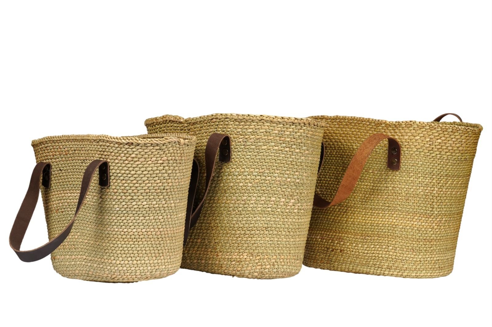 DERİ SAPLI HASIR ÇANTA